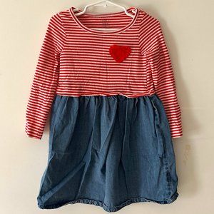 Carter's Red, White & Blue Striped Dress with Heart Pocket, Size 4T